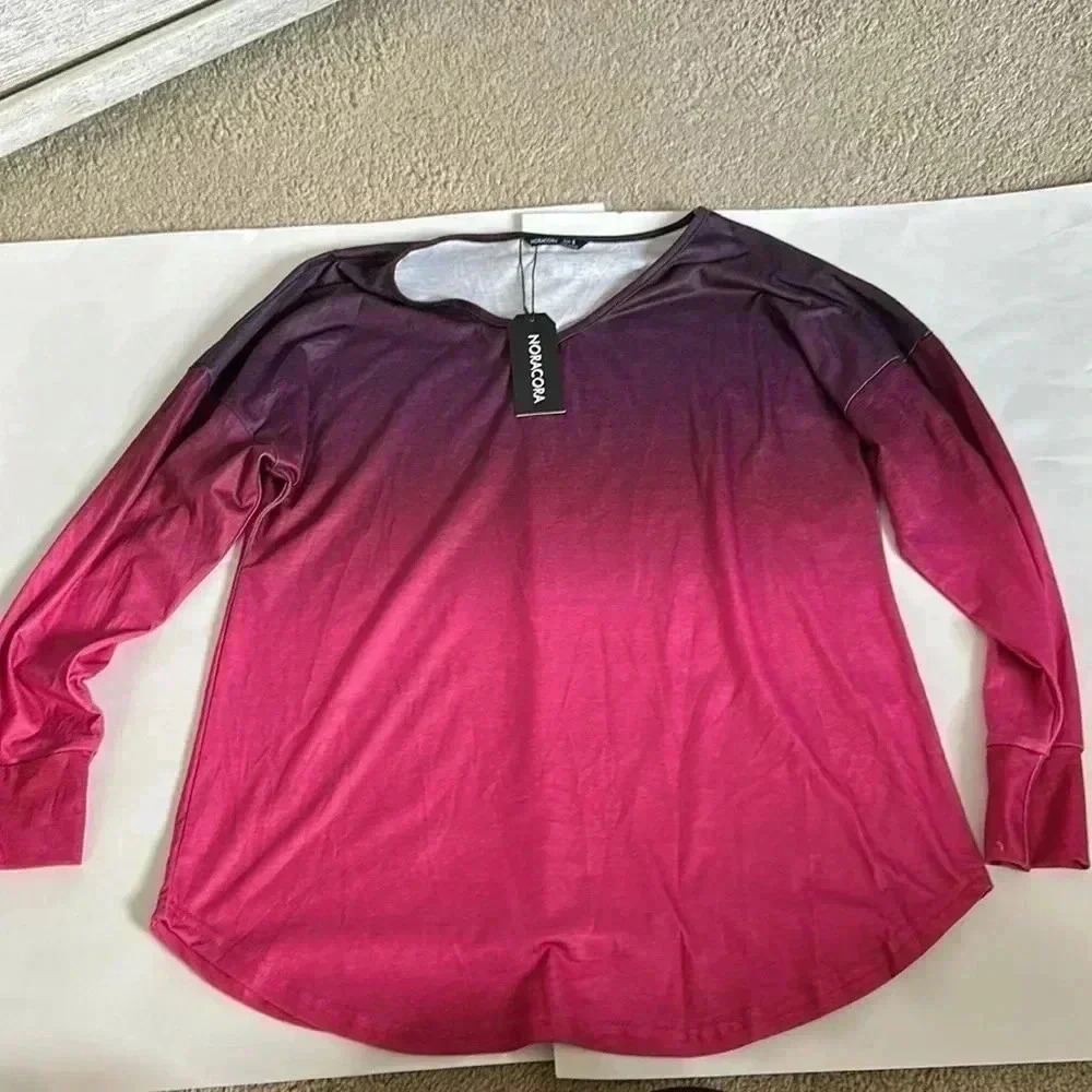 Noracora long sleeve two tone shirt size small NWT